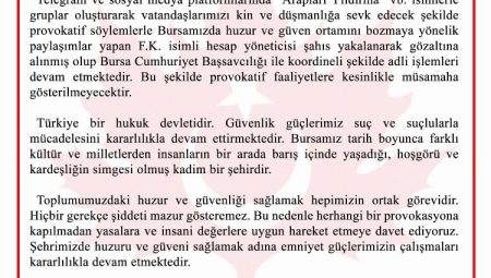 Bursa’da provokatif paylaşıma gözaltı!