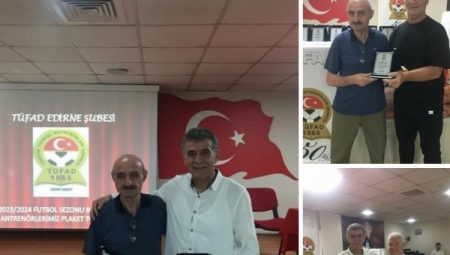 Hayrettin Yıldız ve Fatih Anlar’a Edirne TÜFAD’dan ödül