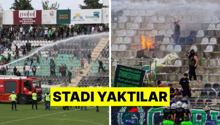 Denizlisporlu Taraftarlar Tribündeki Pankartları Ateşe Verdi