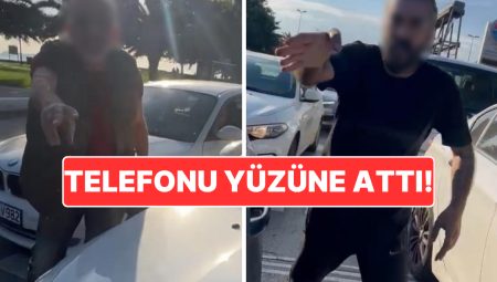 Telefonu Yüzüne Fırtlattı: Bayan Şoföre Çocuklarının Yanında Trafikte Atak