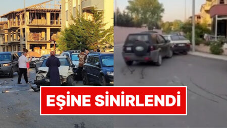 Bir Bayan Hengame Ettiği Eşinin Aracını Cipiyle Hurdaya Çevirdi