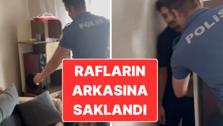 Operasyon Polis Kamerasında: 33 Yıl 4 Ay Mahpus Cezası Bulunan Kişi Konuttaki Rafın Gerisine Saklanmaya Çalıştı